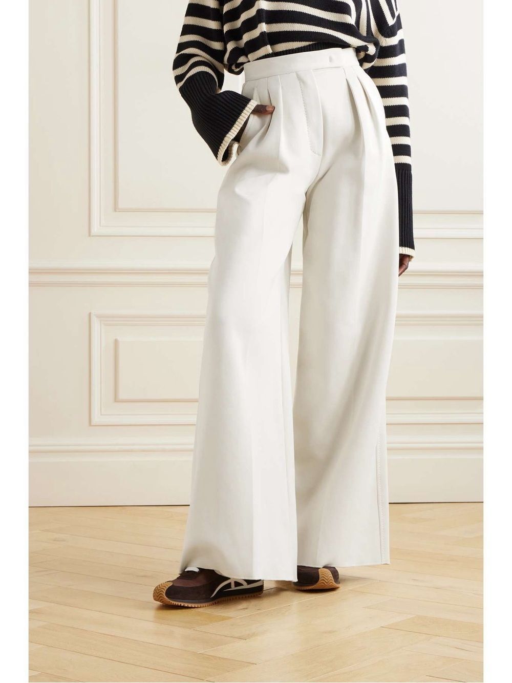 Max Mara Zinnia Pleated Zinnia Jersey Flared Wide-leg Pants Sz 14 NWOT
